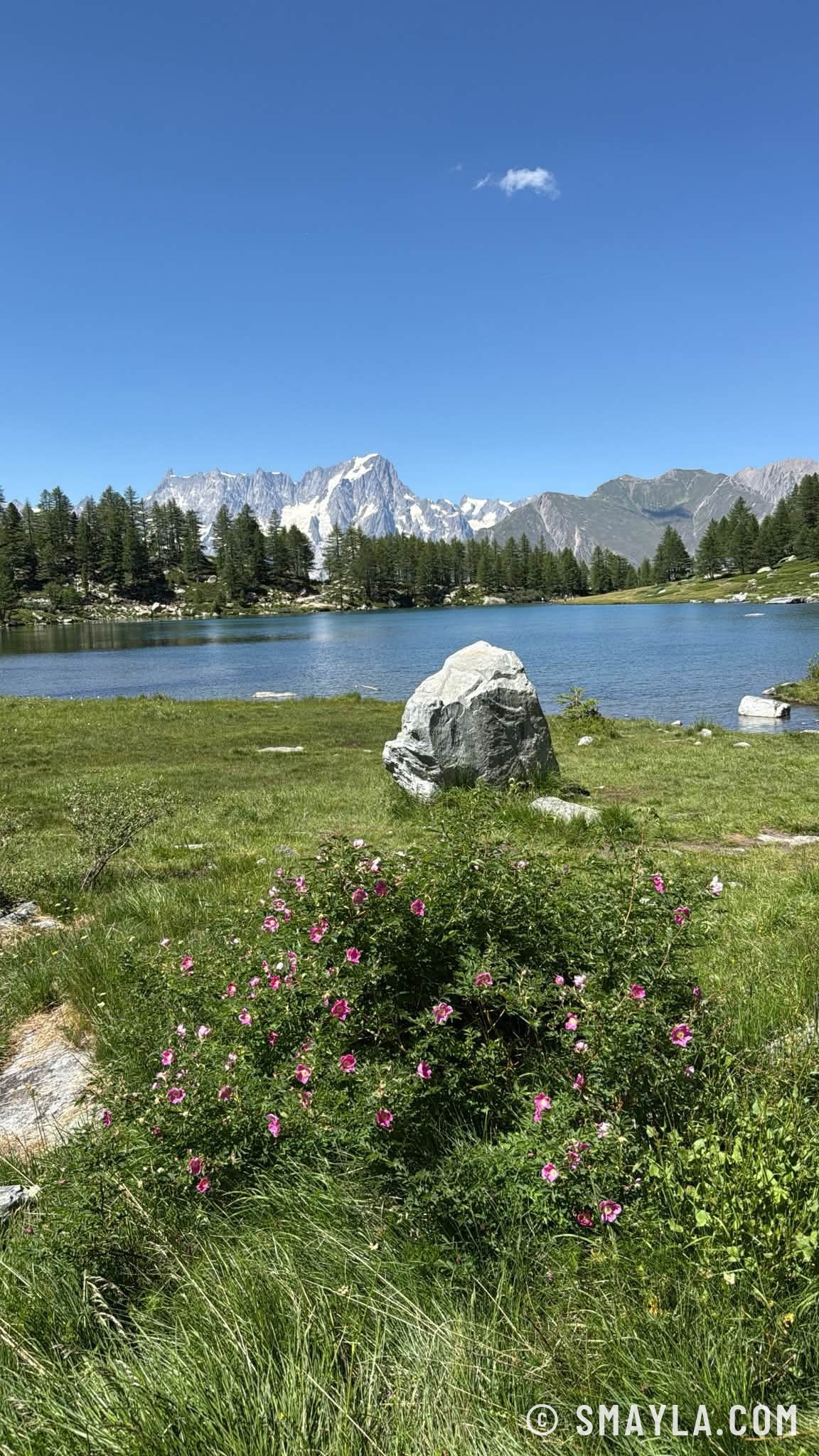Le lac et les sommets enneigés