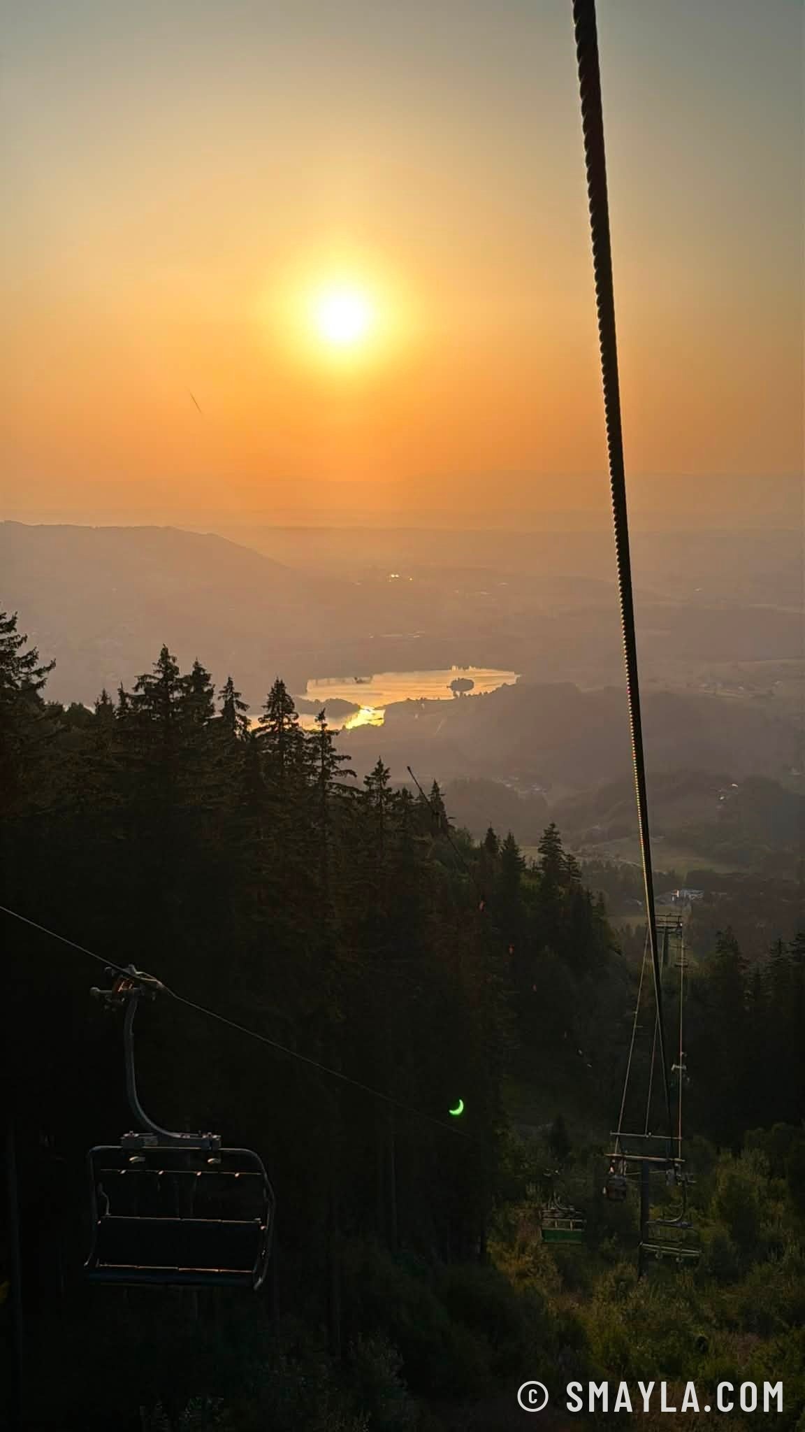 Soleil couchant depuis le télésiège