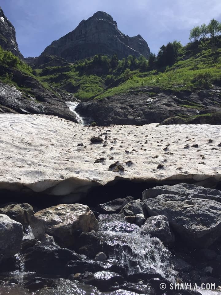 Snowfield in the stream bed
