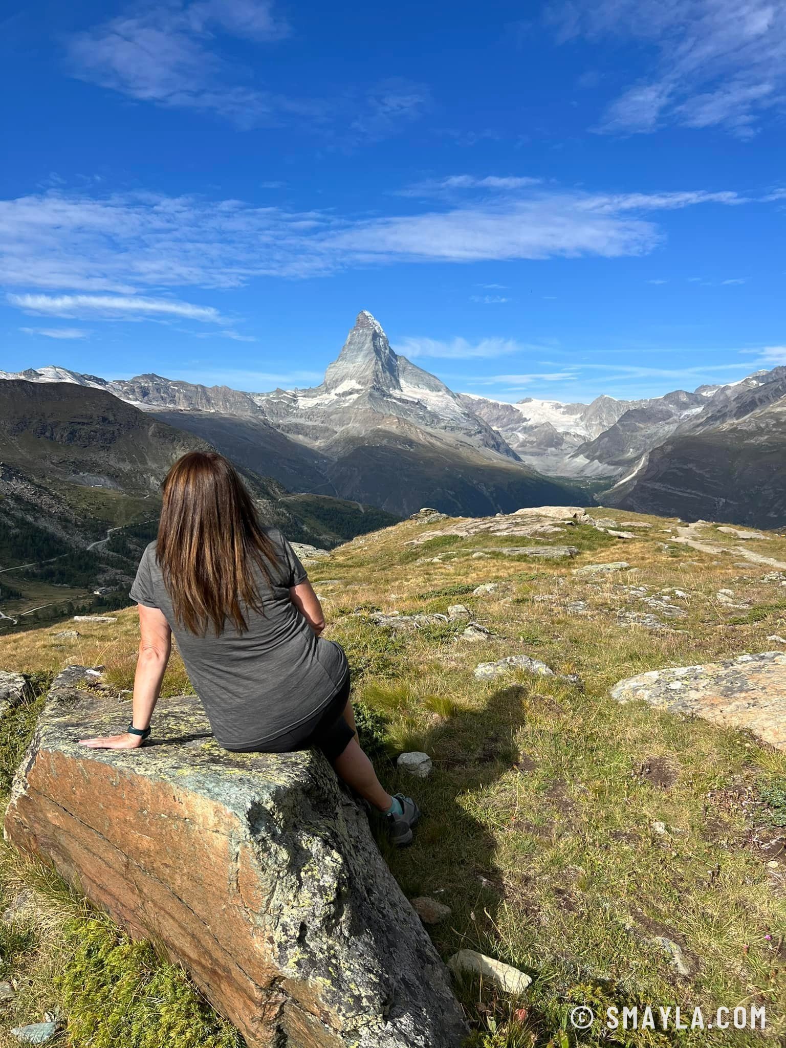 Emmanuelle facing the Matterhorn
