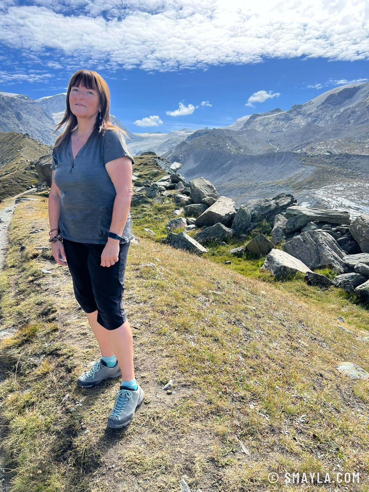 Emmanuelle on the moraine
