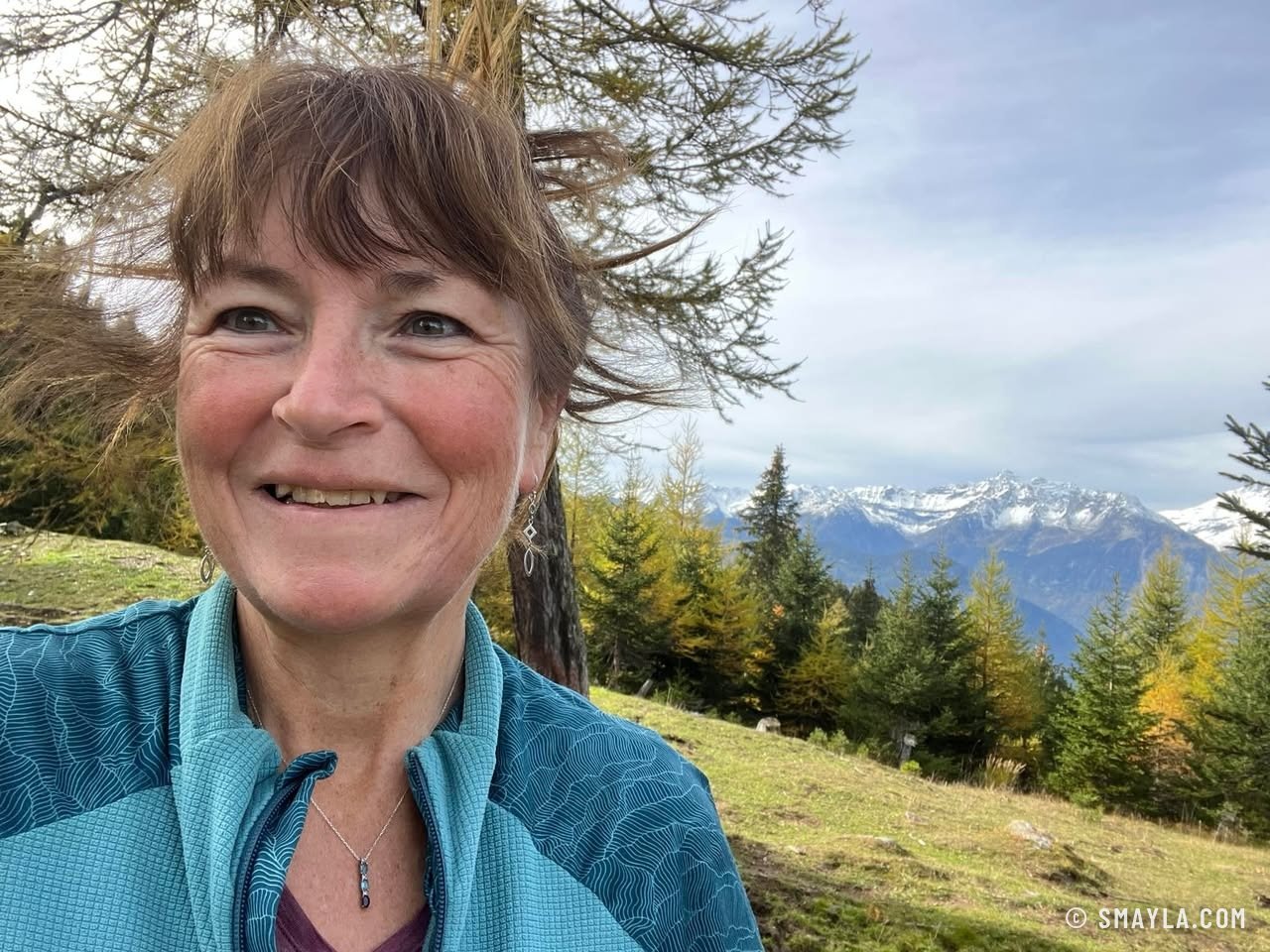 Emmanuelle among the larches