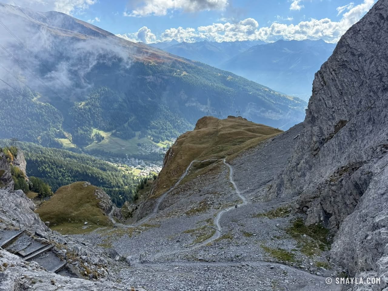 Le chemin et Loèche-les-Bains