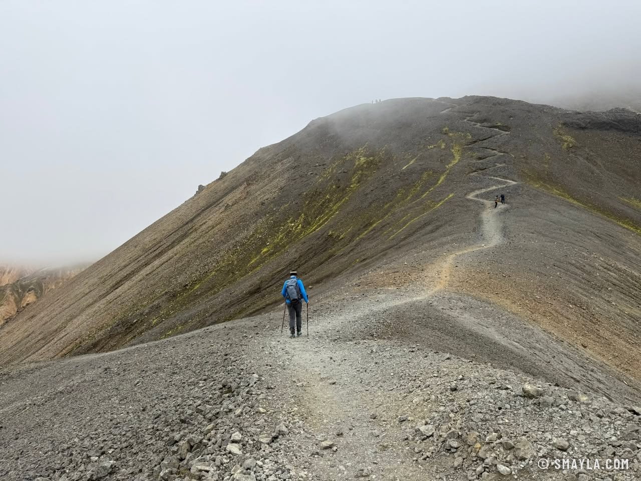Climbing Bláhnúkur in the fog
