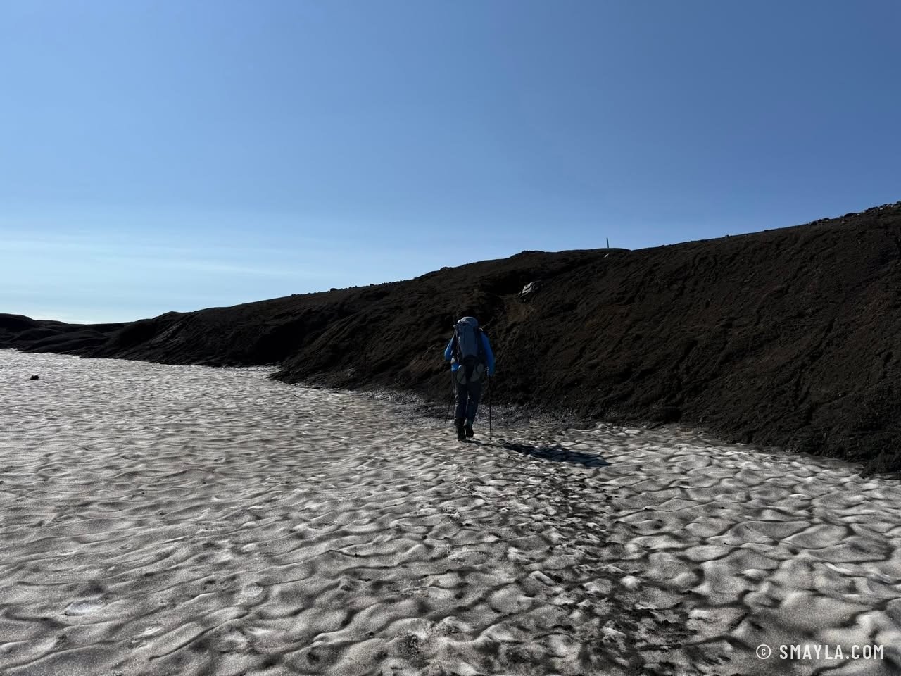 Crossing the snowfield