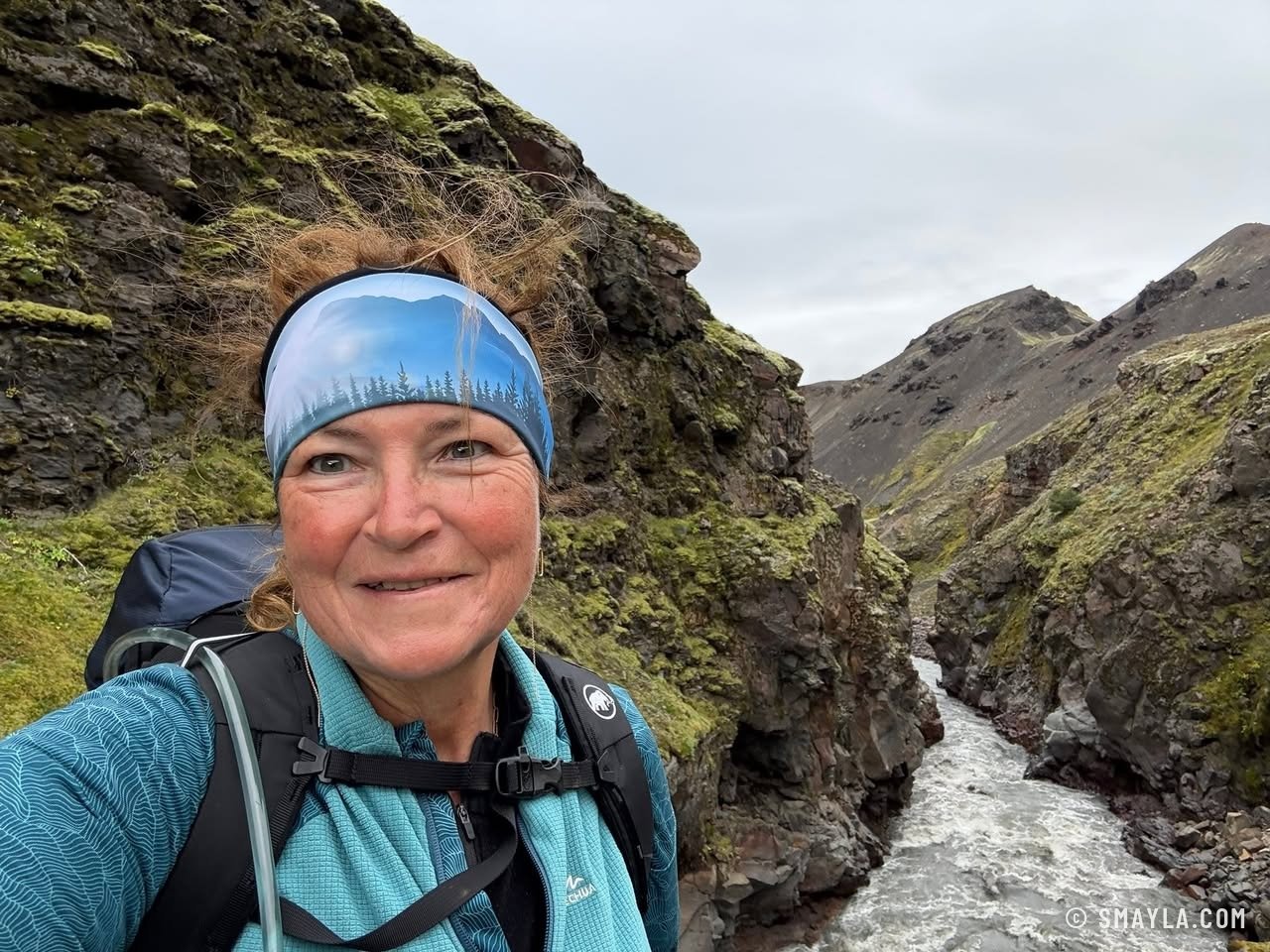 Emmanuelle at the bottom of the gorge