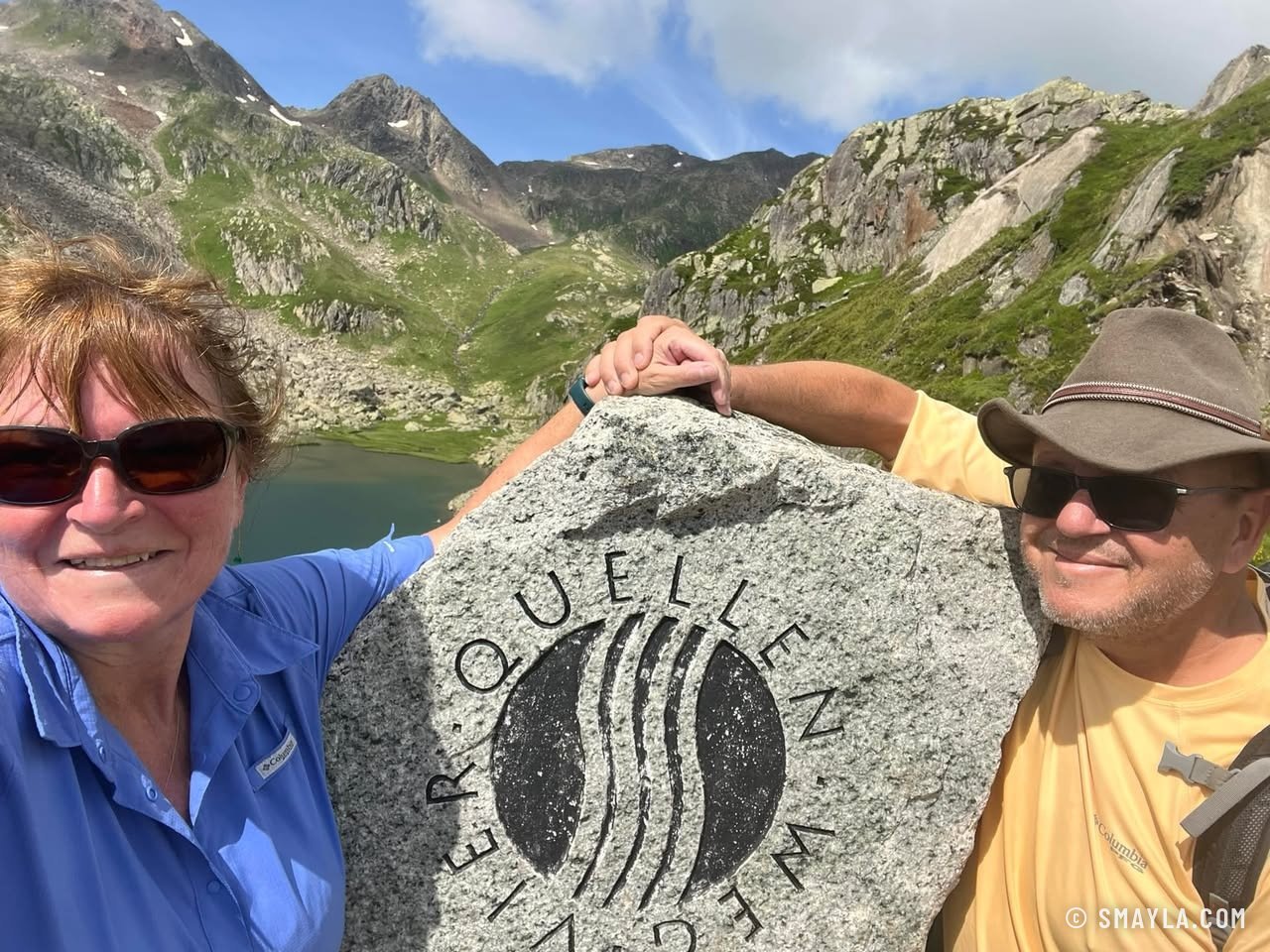 Emmanuelle and Christian at the source of the Rhine