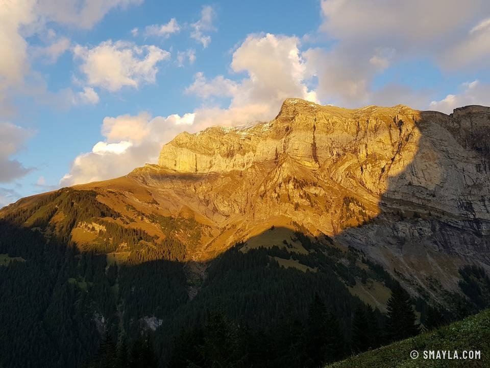 La falaise dorée au soleil couchant